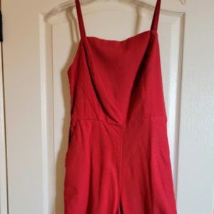 Old Navy Lineny Smocked Cropped Jumpsuit Sz M